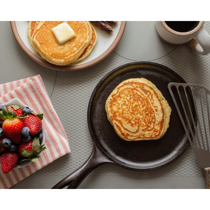 Lodge L9OG3 Cast Iron Round Griddle, Pre-Seasoned, 10.5-inch - Made