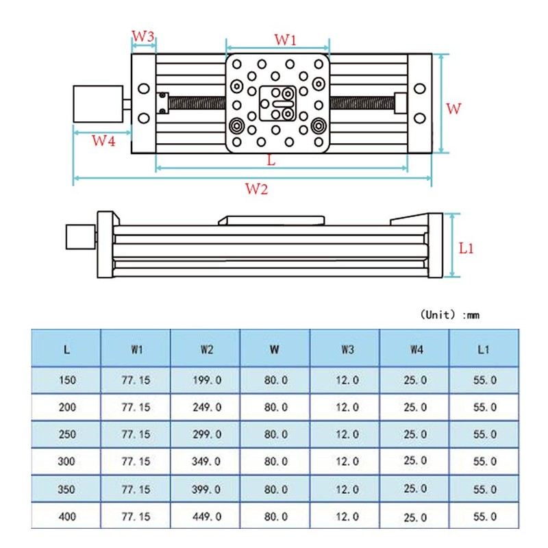 Zeberoxyz 300mm 4080U Z-axis Screw Slide Table Linear Actuator Kit