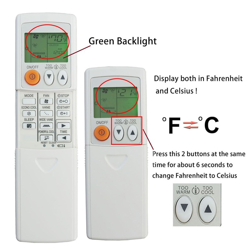 Replacement Remote Control for Mitsubishi Electric Mr Slim Air Conditioner