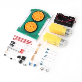 4 Wheels Smart Tracking Robot Car Kit, D2-1 Electronic Production DIY Soldering Kit with Reduction Motor