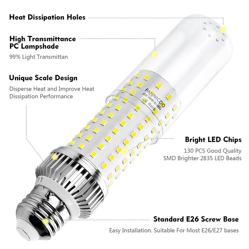 E26 LED Bulb,25W LED Corn Light Bulb 200W Equivalent 6500K