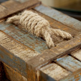 Deco 79 Wood Starfish Handmade Decorative Box Distressed Decorative Keepsake Boxes with Knotted Rope Details, Set of 2 Storage Boxes 10", 7"W, Brown
