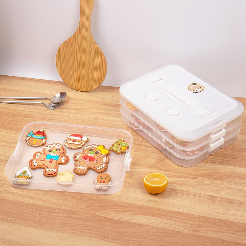 LOEZ 4-Layer Food Storage Container, Stackable Snack Container with Lid,