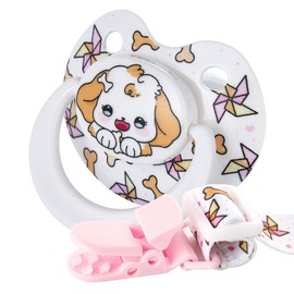 Somniumnight Cute Adult Size Pacifier: Big Shield Paci for Anxiety with Clip and Case - Puppy Soft Silicone Large Nipple for Sleep - Binky for Autism