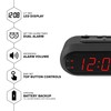 SHARP Digital Alarm Clock – Black Case with Red LEDs