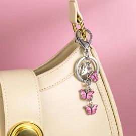 HAISWET Letter Initial Keychain Butterfly Purse Charm Keyring Accessory Cute Keychain for Backpack, Pink F, Medium