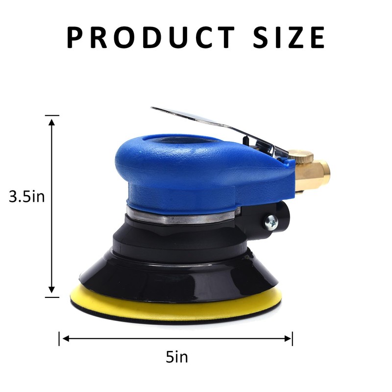 Air Random Obrital Sander 5" Dual Action Palm Sander, Hook