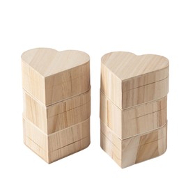 6 Piece Small Wooden Box Unfinished Wooden Treasure Box with Lids for DIY Crafts (5 x 4.7 x 2.5 inches)