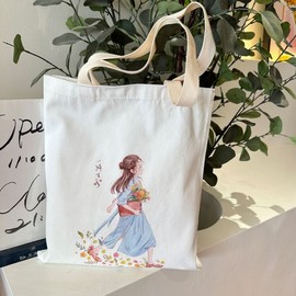 Women's Canvas Eco Tote Bag - 2022 New Art Student Handbag, Large Capacity One-Shoulder Book Bag Free Size / Flower Pattern (35*40) 10ea