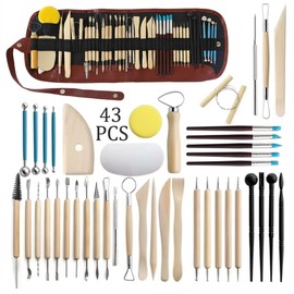 43Pcs Pottery Clay Sculpting Tools Set with Carrying Case