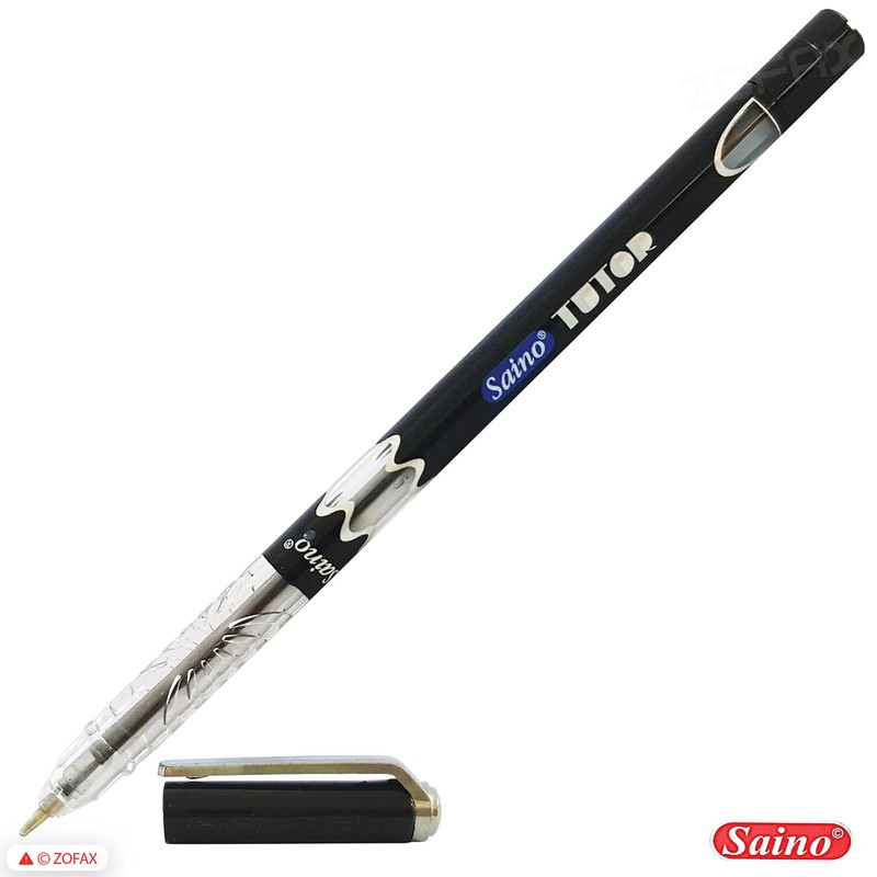 SAINO 10 x 0.6mm Fine Tip Ball Pens Tutor BLACK