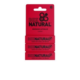 Bee Natural - 100% Natural Moisturising Lip Balm - Cherry - Pack of 3