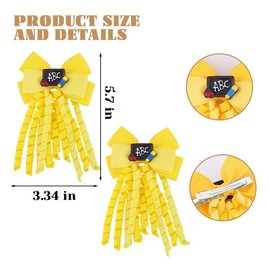 Back to School Hair Clips for Women Girl ABC Yellow Baby Girls Hair Accessories Curly Korker Bow Hair Clips Toddler First Day of School Gifts for Preschool Kindergarten Hair Bows Barrettes 2pcs
