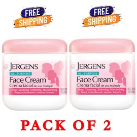 Jergens (2 pack) Jergens All Purpose Face Cream, Deep Cleansing Moisturizer, Lotion for