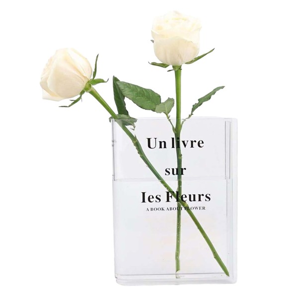 Book Vase for Flowers 1pcs Book Flower Vase Acrylic Design for Lasting Clarity Acrylic Book Vase for Bookshelf Decor Clear Book Vase for Floral Arrangement Bedroom