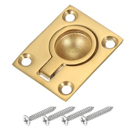 PATIKIL 1-7/8"x1-1/2 Flush Pull Ring Handles, 316 Stainless Steel Square Recessed Door Pull Hidden Boat Hatch Latch with Screws for Marine Yacht Furniture, Gold