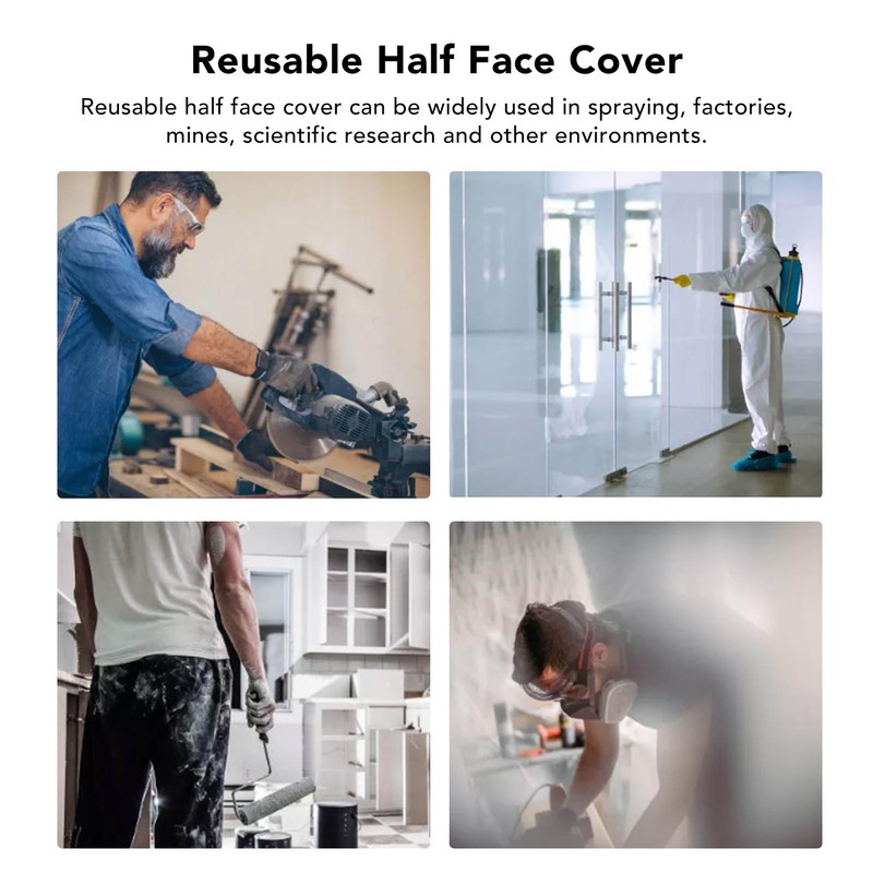 Reusable Half Face Cover Half Facepieces Cover with Safety Glasses