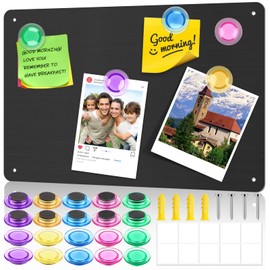 Metal Plate for Magnets 44 x 30.8 x 2.5 cm Magnetic Memo Board Children's Magnetic Wall Black with 20 Strong Magnets Magnetic Memo Board for Kitchen, Office, Spice Jars, Notes, Photos