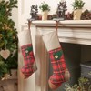Dibor Large Festive Red Tartan Patchwork Pattern Family Christmas Stocking