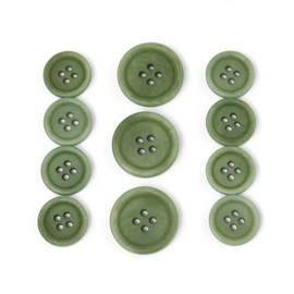 Set of 11 Luca Classic Matte Stem Green Corozo Suit Buttons, Made in Italy