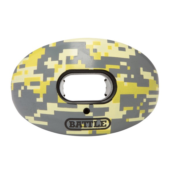 Battle Oxygen Lip Protector Mouthguard – Football and Sports Mouth Guard – Maximum Oxygen – Mouthpiece Fits With or Without Braces – Absorber Shield Protects Lips and Teeth, Limited Edition Camo Print, Yellow Camo