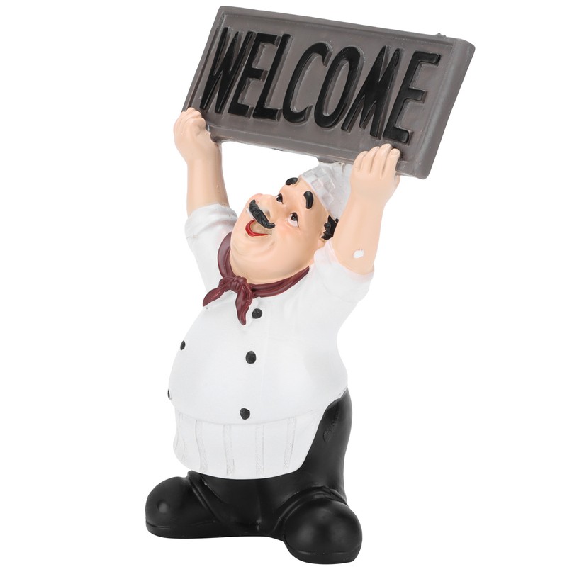 Chef Sculpture Raise Your Hands Welcome Resin France Cook Ornaments