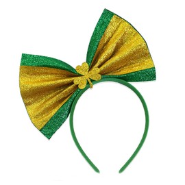 Soochat St.Patrick's Day Headband Shamrock Headband Green And Yellow Bowknot Hair Hoop St Patrick's Day Costume Accessories Irish Festival Party Supplies
