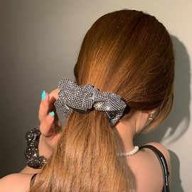 Rhinestone Hair Scrunchie Embellished Elastics Hair Ties Bands Hair Ropes Bobbles Crystal Ponytail Holders Accessory for Womens