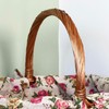 Wicker Shopping Basket 31cm Pink Rose Liner Oval Double Steamed