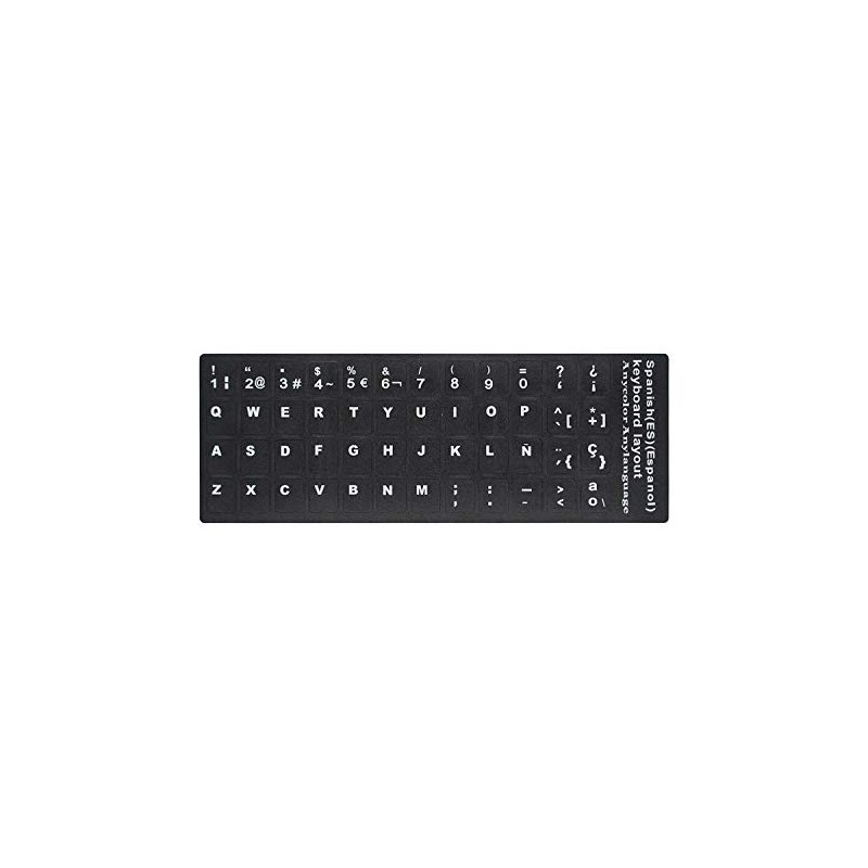 2 PCS Spanish Keyboard Stickers with Non-Transparent Black Background &