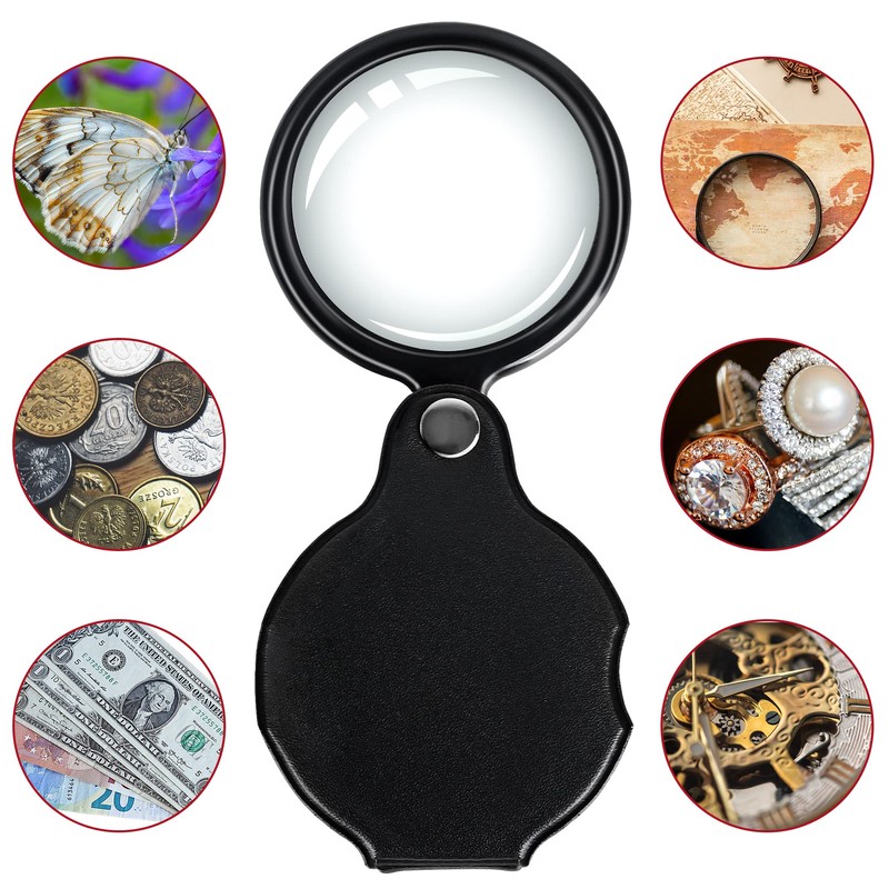 20X Pocket Magnifier - Black Mini Portable Handheld Folding Eye