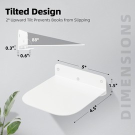 STORAGE MANIAC Floating Book Shelves for Wall Mounted Invisible Floating Bookshelves Heavy-Duty Steel Hidden Bookshelf Hanging Bookshelves for Bedroom Living Room Office, White 4-Pack