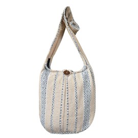 Woven Hippie Crossbody - Hobo Sling Shoulder Bag - Thai Cotton Boho Messenger Purse - Medium (Sand)