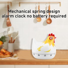 YYMTTOR Cute Chicken-Shaped Kitchen Timer – 60-Minute Mechanical Countdown Timer for Cooking and Baking (White)