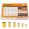 Breezliy 120pcs Tube OD(1/8"3/16" 1/4" 5/16'' 3/8" 1/2") Brass Compression