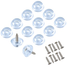 HvaJvny Non Slip Rubber Pads, 7/10" (18mm) 12 Pcs Clear Bumpers and Screws, Round Foot Pads for Floor Tiles Toys, Small Furniture
