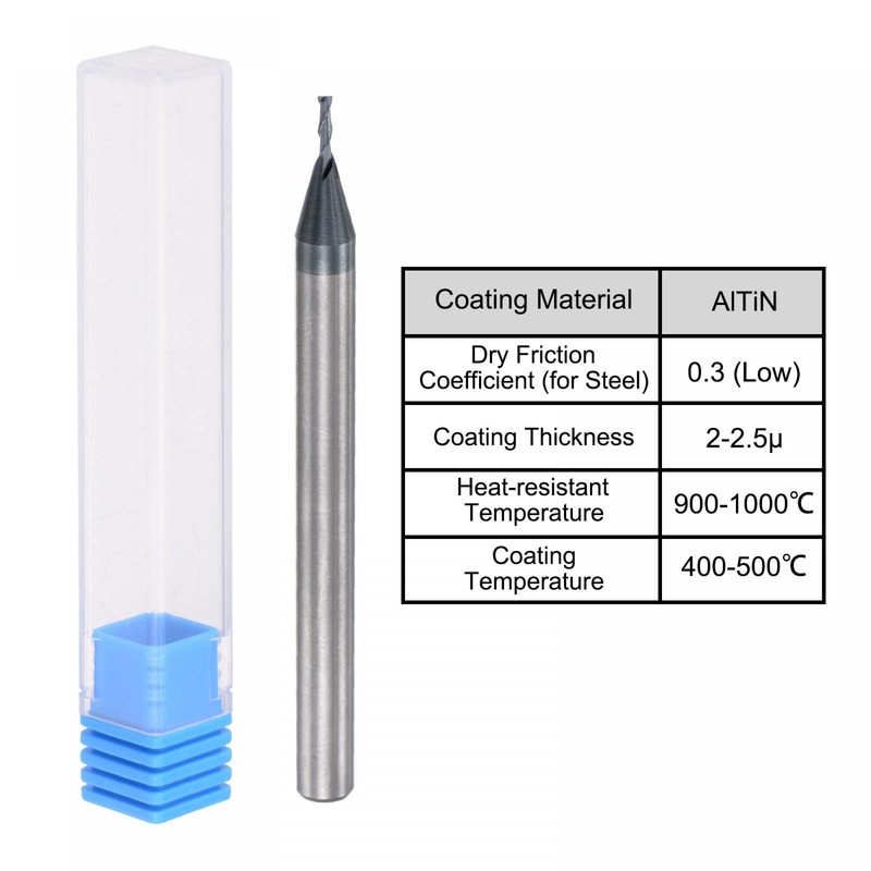sourcing map Square Nose End Mill, 1mm Tip Dia Solid