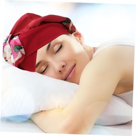 Baluue 2pcs Elastic Sleeping Cap Imitation Silk Turban Hat Shower Cap Wide-brim Breathable Women Salon Home Tidy Bed