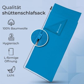 Zenacross - Cotton Sleeping Bag - Ultralight Sleeping Bag - Small Pack Size - Lining with Pillow Compartment - Compact & Small - Blue