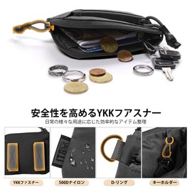 1TG Tactical Men's Coin Purse, Coin Case, 500D Nylon, Durable, Waterproof, YKK Zipper, Wallet, Trinket Holder, Card Case, Black