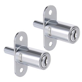 sourcing map Drawer Desk Wardrobe Push Plunger Lock 3/4 Inch Cylinder Diameter 1-1/4 Inch Cylinder Length Zinc Alloy Chrome Surface Equal Key Set of 2