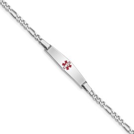 Sterling Silver Rhodium-plated Medical ID Figaro Link Bracelet