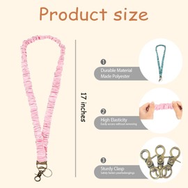 Retractable Scrunchie Lanyard Set, 4 Stretchy Scrunchie Style Neck Lanyards with 4 Waterproof ID Card Holders (E)