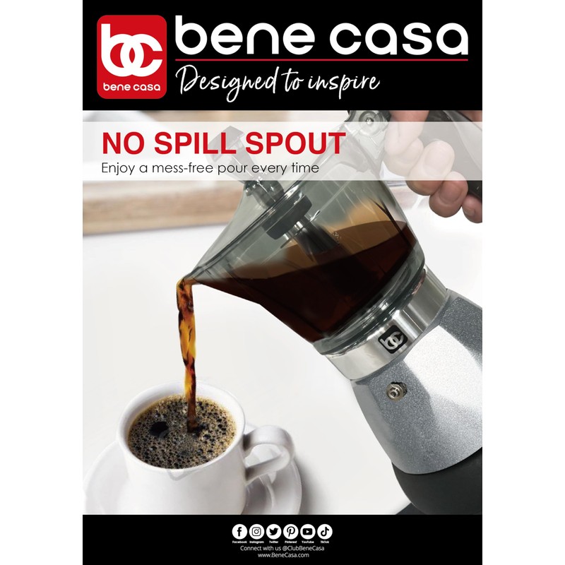 Bene Casa Silver Portable Electric Espresso Maker/Cafetera, 1-3 Cups/Shots (1,