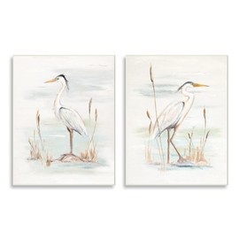 Stupell Industries Elegant Heron Birds Cattails Plants In Water Painting, Design by Patricia Pinto
