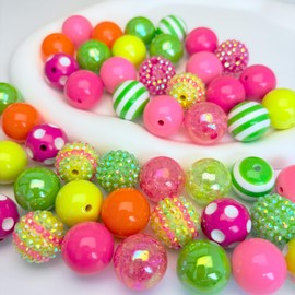 50 abalorio de chicle de 20 mm, múltiples estilos mezclados grandes abalorio acrílicas gruesas para hacer joyas, bolígrafos, llaveros, manualidades (chicle)