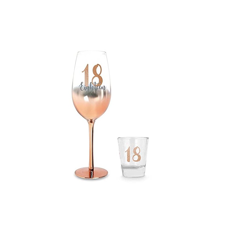 Rose Gold 18th Birthday Champagne and Shot Set