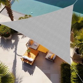 Shade&Beyond Triangular Breathable UV Block Sun Shade Sail Outdoor Covering Cloth for Deck, Backyard, Pool, 16'x17'x23', Light Grey (Customized Available)