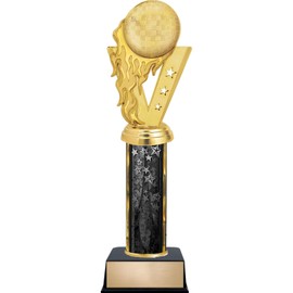 Customizable 11" Fireball Kickball Black Star Trophy Award, Engrave Now