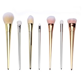 Professional Makeup Brush Set Silver Gold Metal Handle Foundation Eyeshadow Contour Cosmetic Facial